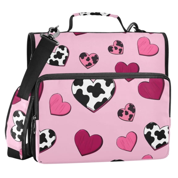 ALAZA Zipper Binder Cute Hearts 2 in 3 Ring Trapper Keeper 500 Sheet Capacity File Folder Organizer Bag