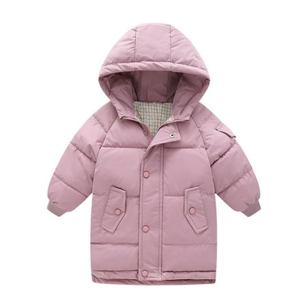 

Hunpta Toddler Kids Little Girls Winter Solid Coats Windproof Outerwear Mediun Length Warm Jackets Down Coat Cotton Hooded Wadding Outwear