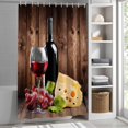 thumbnail image 3 of Wine Cheese Grapes Fabric Shower Curtain Farmhouse Wood Grain Washable Shower Curtains for Bathroom, Waterproof Bath Curtain with Hooks Home Decor 72x84in, 3 of 8