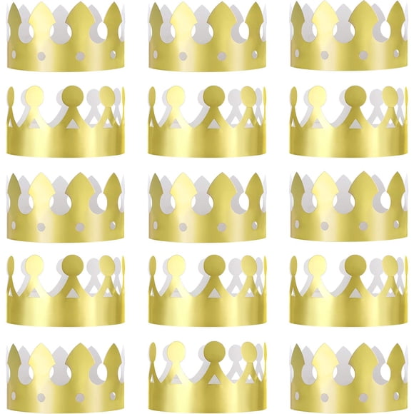 JOVITEC 24 Pcs Couronnes en Papier Doré Couronne Roi Doré Chapeau Doré pour Célébration d'Anniversaire Accessoires Photo pour Baby Shower