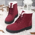 thumbnail image 4 of Botas de nieve para mujer, tallas grandes, cálidas, de tacón plano, con relleno de algodón, 4 of 5