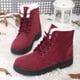 thumbnail image 3 of Botas de nieve para mujer, tallas grandes, cálidas, de tacón plano, con relleno de algodón, 3 of 5
