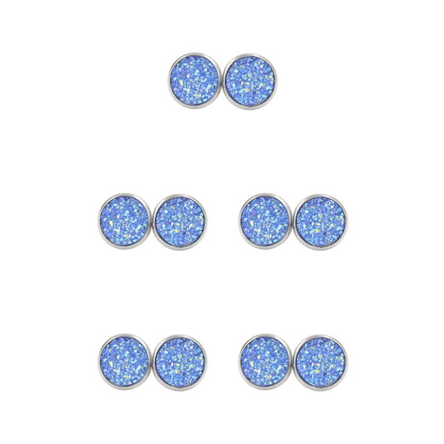 Jumpingount Pendientes de acero inoxidable simples llamativos gotas para los oídos antisensibilidad superficie lisa ligeros pendientes azul cielo Cielo azul 5Conjunto