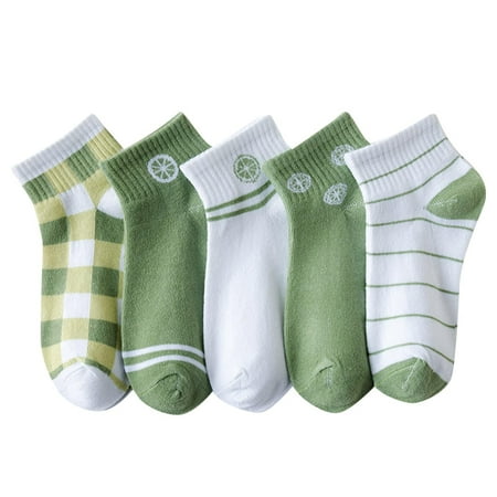 

CLZOUD Above Ankle Socks Women Mint Green Polyester Cotton Women Socks Slippers Fashion Fresh Lemon Pattern Socks Summer Comfortable Socks