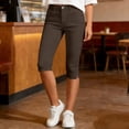thumbnail image 4 of HongQid Capri Pants for Women High Waisted Skinny Split Hem Stretchy Capris Cropped Straight Leg with Pockets, 4 of 9