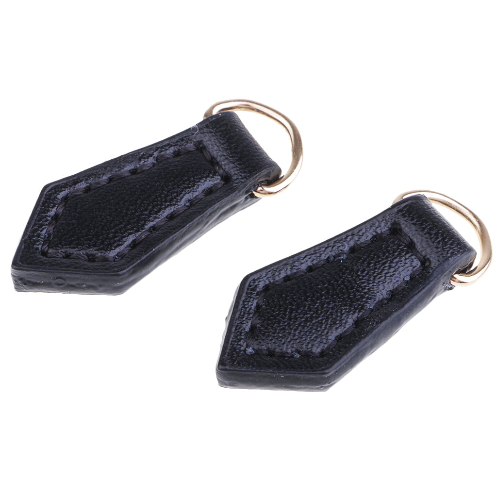 2/ Leather Zipper Pull Tabs Tags Puller Replacement Handbag Repair Supplies  Coffee 
