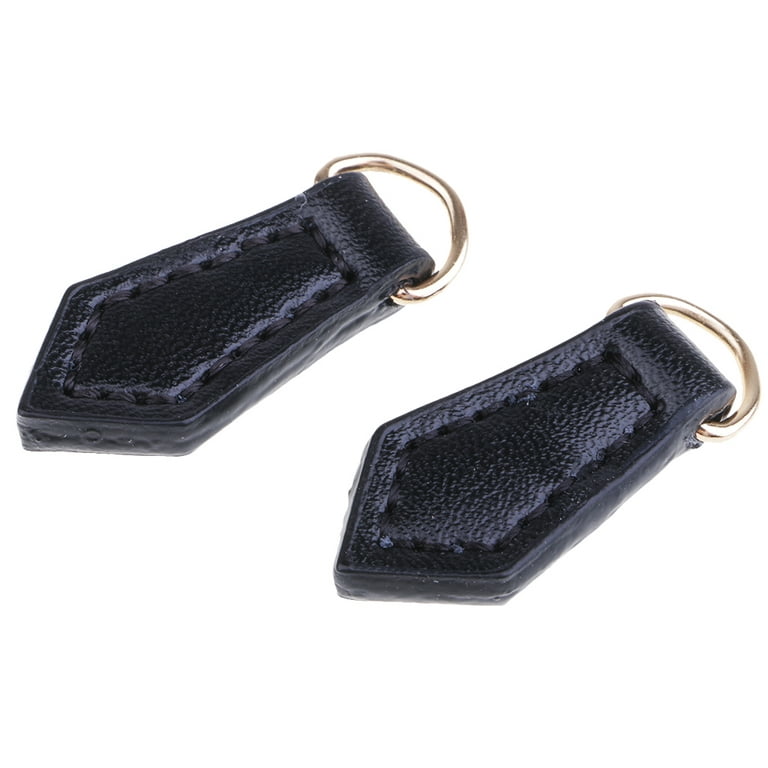 Flameer 2pcs Leather Zipper Tags Fixer Pull Replacement DIY Wallet Purse Bag, Women's, Size: One size, Black