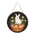 thumbnail image 1 of YWIYIUD 1PC Easter Wreath Rabbit Wooden Front Door Wreath 12 Inch, Easter Rabbit Eggs Wooden Sign, Round Easter Hanging Sign for Holiday Home Door Wall Farmhouse Decorations Indoors Outdoors, 1 of 9
