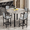 Gray & Gray Velvet Chairs, variant on Baxluxe Round Dining Table Set for 4, Faux Marble Kitchen Table with Upholstered Velvet Chairs, Modern Dining Room Furniture, Easy to Assemble & Clean