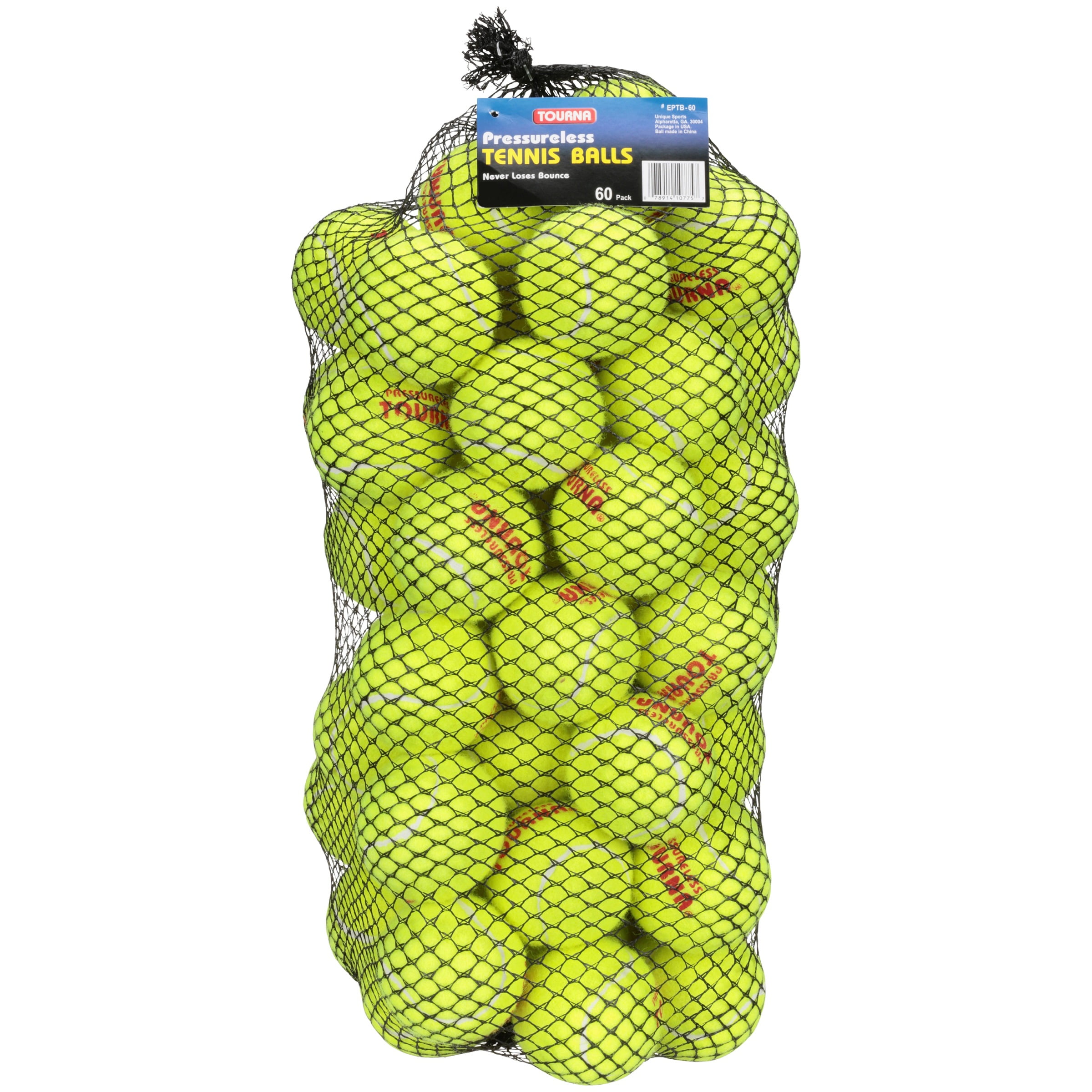 Tourna EPTB60 Pressure Less Tennis Balls 60 Count for sale online 