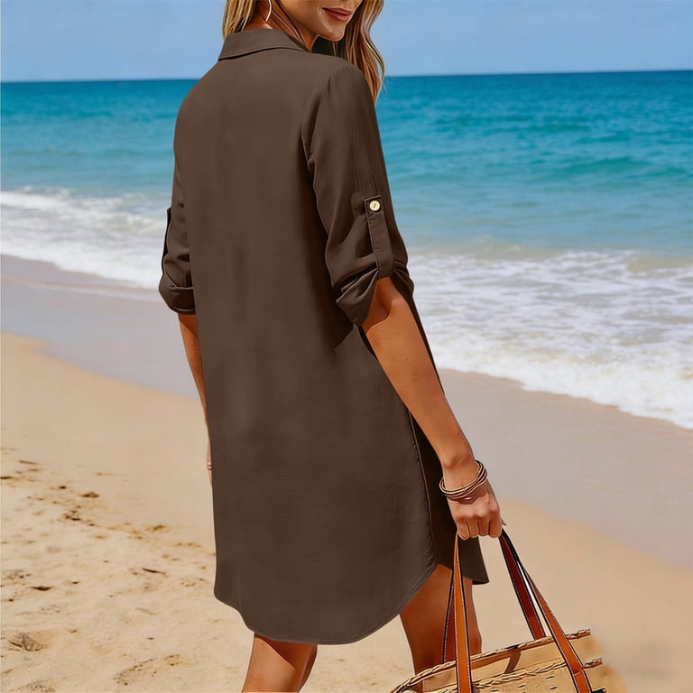 loose mini shirt dress Loose shirt dress made from printed cotton voile
