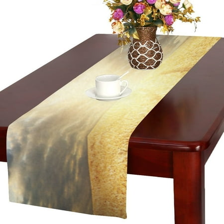 

MYPOP Field with Gold Barley and Road in Sunset Cotton Linen Table Runner 14x72 inches