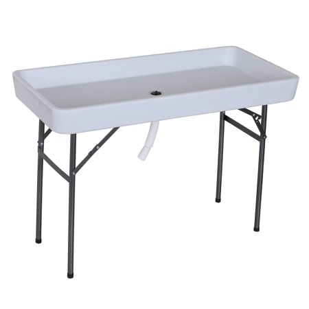 Outsunny 4FT Portable Folding Fish Fillet Cleaning Table Camping Picnic Ice Party Desk