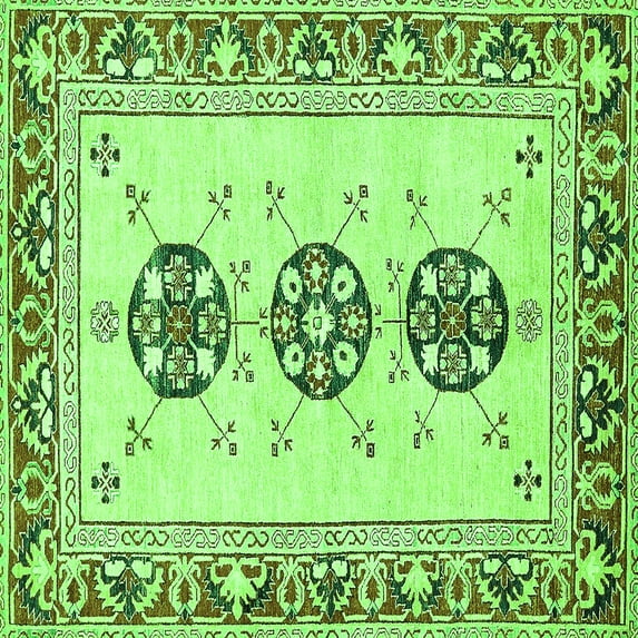 Ahgly Company Indoor Square Abstract Green Modern Area Rugs, 5' Square