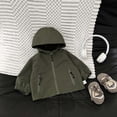 thumbnail image 4 of Children Padded Jackets Girls Dqueduo Boys' Hooded Windbreaker Zip Up Casual Outdoor Jacket Coat With Pockets Army Green 2-3 Years, 4 of 7