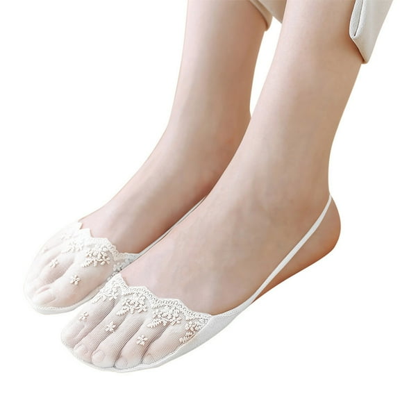 Hauaitttt 1 Pairs Women's Ballerina Socks Solid Non Socks Lace Splice Socks Boat Socks Fuzzy Slipper Socks for Women with Slipper Socks Men Girls Slipper Socks Size 13-1 Toddler Slipper Sock Slipper