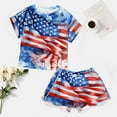 thumbnail image 4 of 4th of July Women's Ruffle Short Sleeve Tops And Shorts Cute Peeps Bunny Pajamas Sets, 4 of 7