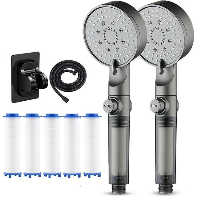 High Pressure 5-Mode Filtered Shower Head, Handheld Power Wash for Hard Water, Built-In Filtration System, Water Saving, Tool-Free Installation, Spa-like Experience for Bathrooms