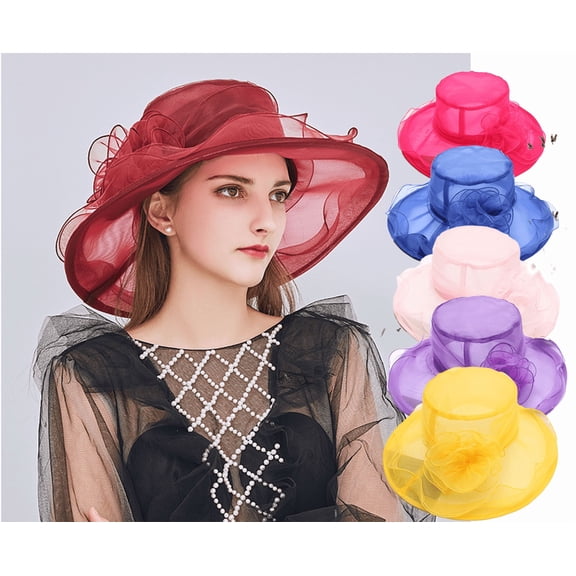 Yoyauz Women's Organza Kentucky Derby Ladies Cocktail Tea Party Chapel Wedding Bridal Flower Hat
