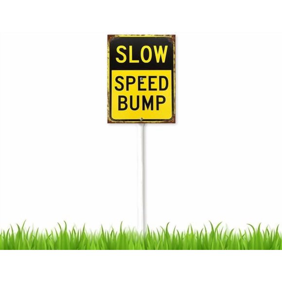Señal de control de tráfico de 8 x 12 pulgadas, con leyenda "Bajón de velocidad lenta", para jardín, estaca decorativa para plantas, decoración de césped, patio, camino, adornos para interiores.