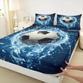 thumbnail image 3 of jejeloiu Football Game Lovers Full Size Sheets,Soccer Sport Theme Bed Sheets,Blue White Black Sheet Sets For Boys Kids,Microfiber Bedroom Decor,4-Piece, 3 of 7
