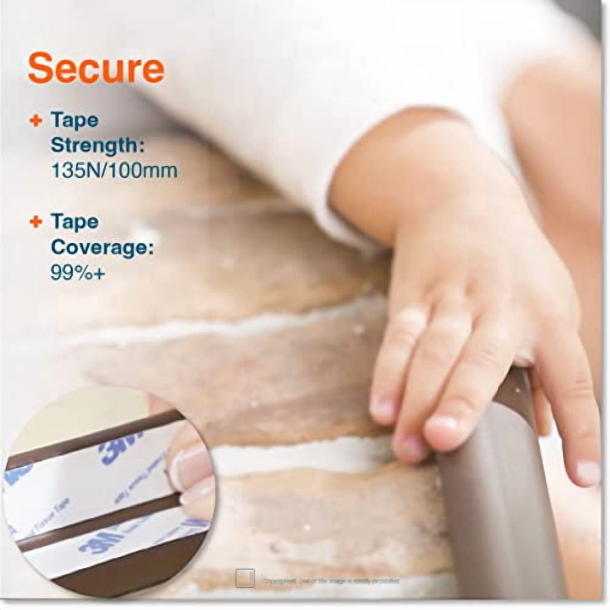 HeftyFit Edge Corner Protector Baby Proofing (Large 15ft Edge 4 Corners), Heavy-Duty, Soft NBR Rubber Foam, Furniture Fireplace Safety Bumper Guard, 3M Adhesive, Coffee Brown