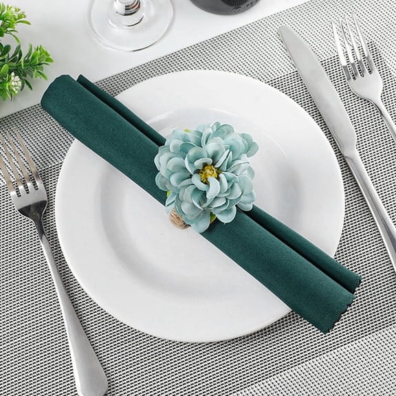 Pearl Napkin Rings , Rustic Rose Napkin Rings Flower Dinner Napkin Holder for Table Decoration Robinegg Blue