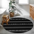 thumbnail image 4 of 3ft Washable Round Rug, Geometric Black Non-Slip Circle Area Rug for Bedroom Bedside, Ethnic Stripes Soft Indoor Floor Mat for Home Decor, 4 of 9