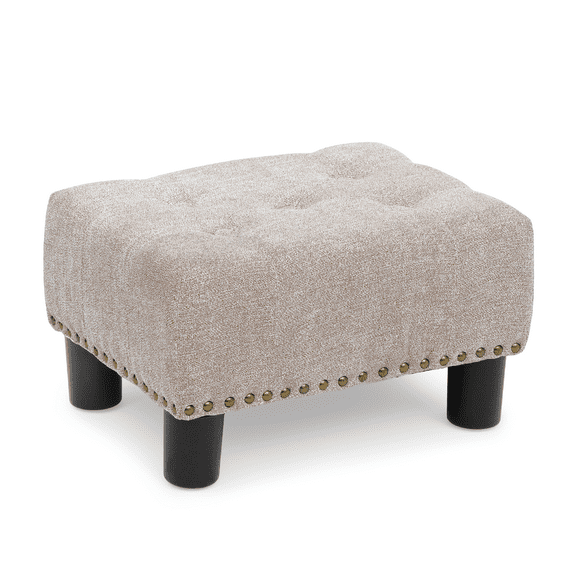 RTRWDC 15 Inch Sandy Beige Tufted Ottoman Lift Top Foot Stool Upholstered Cotton-linen Solid Wood Frame Suitable for Living Room Bedroom Entryway