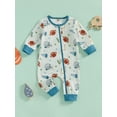 thumbnail image 2 of Suealasg Baby Boys Girls Full Length Jumpsuit 3 6 9 12 18 Months Newborn Long Sleeve Football Print Romper Fall Bodysuits Infant Boys Girls Coming Home Clothes, 2 of 7