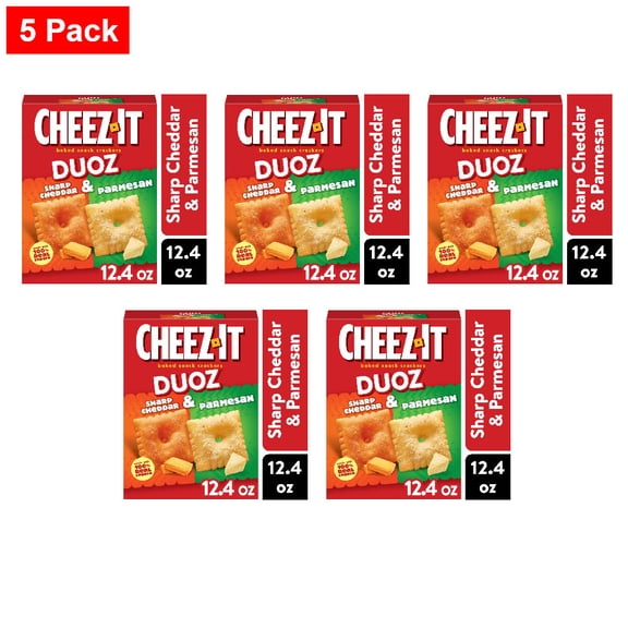 Cheez-It DUOZ Sharp Cheddar and Parmesan Cheese Crackers 12.4 oz - 5 Pack