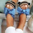 thumbnail image 2 of Anuirheih Slip on Sandals Women,Women Fashion Bow Tie Flat Thick Bottom Heel Sandals Slipper Beach Shoes(Blue), 2 of 3