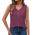 thumbnail image 6 of Xdegoge Womens Checkered Henley Tank Tops Sleeveless V Neck Shirt Partial Button Down Blouse Summer Casual Vest Classic Gingham Pattern Lightweight Fashion Tee Apparel, 6 of 7