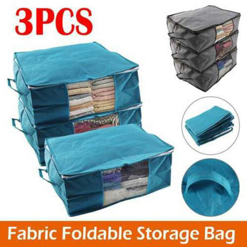 3PCS Non-woven Quilt Foldable Clothing Wardrobe Cube Underbed Storage Bag Box