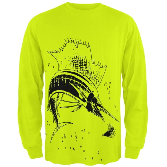 Sailfish Deep Sea Predator Mens Long Sleeve T Shirt Safety Green MD