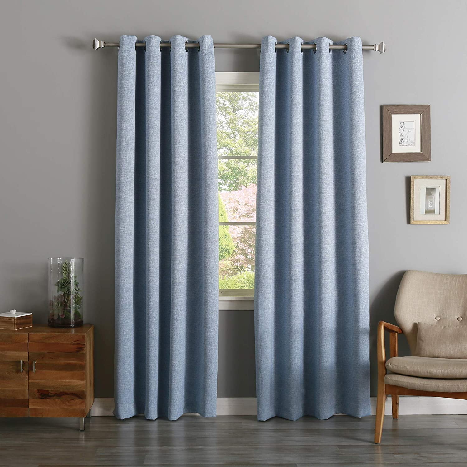 Quality Home Linen Print Room Darkening Blackout 2 Panel Curtain Set 84 ...