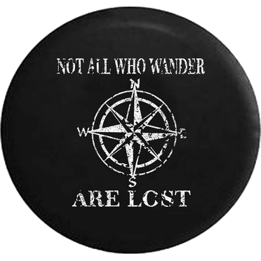 Not All Who Wander Compass Spare Tire Cover Vinyl Black 31 in - Walmart.com
