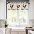 thumbnail image 3 of Kitchen Curtains and Valances Set, Rooster Black Buffalo Check Plaid Vintage Farm Cock Chicken Short Rod Pocket 3 Pieces Window Curtain Set for Bedroom, Bathroom, 24 Inch Long, 3 of 5