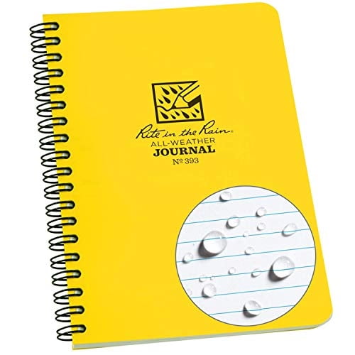 Cuaderno resistente lluvia Rite In The Rain, 4 5/8 x 7, tapa amarilla, diario (No. 393)