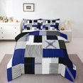 thumbnail image 1 of Erosebridal Patchwork Rectangle Bedding Twin Comforter Set,Geometry Stripe Down Comforter,Abstract Artwork Decor,Reversible,Lightweight,2-Piece, 1 of 7