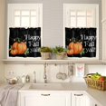 thumbnail image 4 of Orange Pumpkin Kitchen Curtains Valance and Tier Set 3 Pieces, Black Happy Fall Yall Small Window Curtains Set, 36 Inches Length Rod Pocket Short Window Treatment Tiers for Bathroom Cafe, 4 of 7