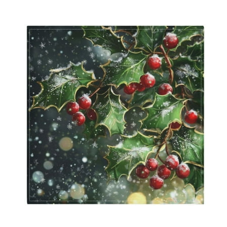 

Napkin Satin Napkin 20*20Inchx1 Kitchen Towel Dinner Plate Towel Decorative Towel Napkin Tea Towel Suitable For Kitchen Table Green Holly and Mistletoe