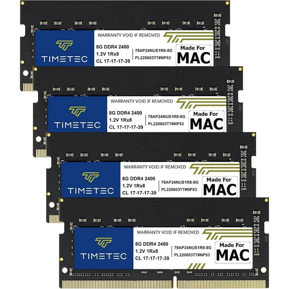 Timetec Hynix IC 32GB KIT (4x8GB) Compatible for Apple 2017 iMac 27-inch w/Retina 5K Display DDR4 2400MHz PC4-19200 1Rx8 CL17 1.2V SODIMM Memory Upgrade (32GB KIT (4x8GB))