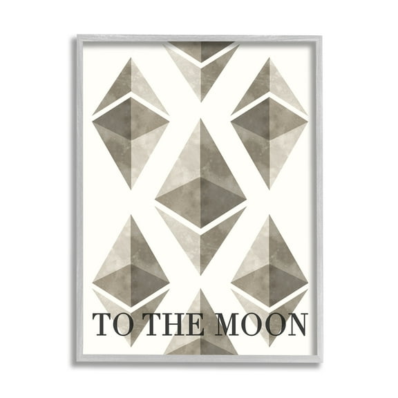 Stupell Industries Ethereum To The Moon Graphic Art Gray Framed Art Print Wall Art, 11x14, by Daphne Polselli