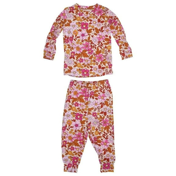 Three Little Tots Wild Child Flower Toddler Girl's Pajama Set. Size 2T