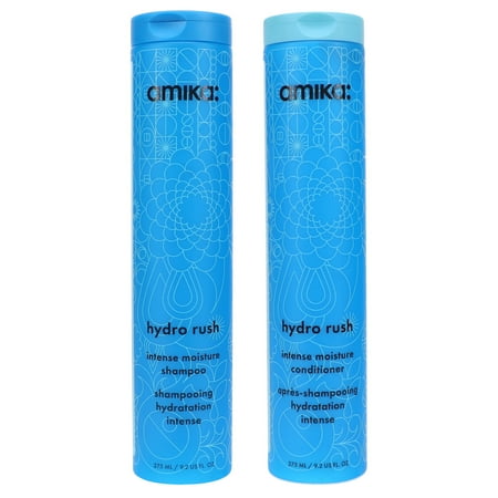 Amika Hydro Rush Intense Moisture Shampoo 9.2 oz & Hydro Rush Intense Moisture Conditioner 9.2 oz Combo Pack