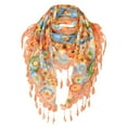 thumbnail image 2 of WHEANG Lace Tassel Scarf for Women Elegant Colored Floral Shawls Print Hollow Scarf Shawl Wraps Scarves Veil Triangle Scarf Summer Beach Cover-up Bandana Head Scarf I Summer Sales Under $2, 2 of 3