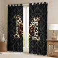 thumbnail image 2 of Homewish Bow Letter Monogrammed M Blackout Curtains Set of 2 (52x84 Each) for Teens,Leopard Print Window Curtains,Abstract Bohemian Damask Curtains and Drapes,Breathable Home Decor, 2 of 6
