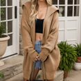 thumbnail image 2 of UYISJ Womens Chunky Cable Knit Long Cardigan Warm Open Front Sweaters Hooded Knitted Sweater Button Down Outerwear Coats Khaki L, 2 of 5