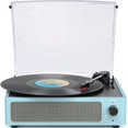 thumbnail image 1 of Tocadiscos WOCKODER de vinilo con altavoces Bluetooth azul cielo, 1 of 8